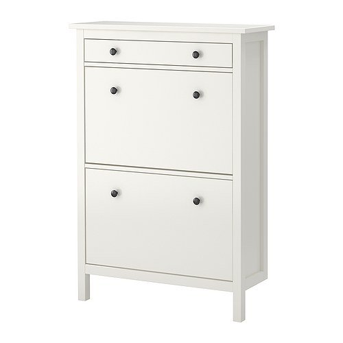 Ikea Hemnes Shoe Cabinet Rack with 2 Compartments and 1 Drawer White Modern