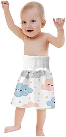 Cousannory 1枚入 おねしょ スカート 腹巻付 おねしょ対策ケット 防水 通気 ゴム調節可能 漏れ防止 おねしょケット 綿 寝冷え対策 幼児 ベビー 男の子 女の子 夜尿対策 可愛い 赤ちゃん おむつ 着脱簡単 洗える スカートタイプ