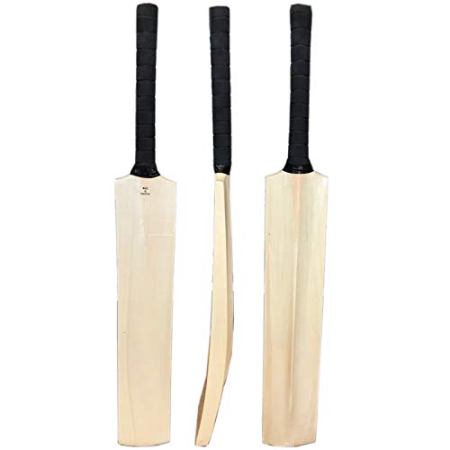 Zeepk Cricket Bat | Play Like The Pros | Adult Size, Cricket Tennis Ball Bat | Handcrafted Kashmir Willow with Durable Comfortable Rubber Grip Short Handle | Thick Edge Blade, 44mm, Light Weight 2lbs