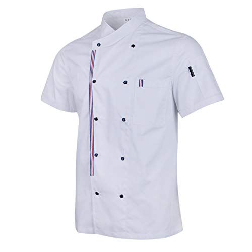 image for Prettyia Breathable Summer Chef Jackets Coat Short Sleeves Kitchen Uni