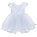 Freebily Infant Baby Girl Dress Short Sleeve Rose Baptism Christening Pageant Party Wedding Flower Girl Dress White 0-3 Months