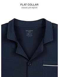 David Archy - Pijama largo con botones para hombre, 100% algodón