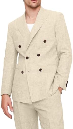 QZI Men's Floral Jacquard Suit Double Breasted Detachable Satin