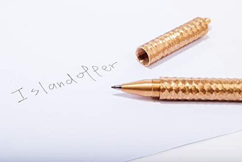 Islandoffer hammering effect Classic Military Grade Brass Pen, Handmade Copper Sign Pen Pocket Pen with Clip, Unique Hammering Metal Sign Signature Pen Gel Pen, Christmas Gift Pen