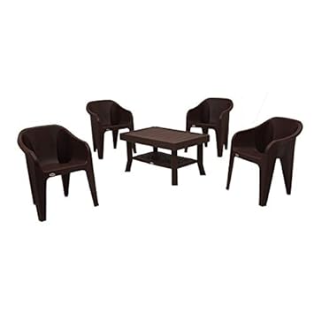 Supreme Futura Chair with Vegas Table Set of 4(G. Brown)