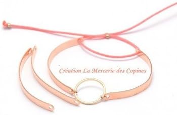 X2 Half Bangle Bar Connectors for Bracelet Bangle Rose Gold 48x4x1 mm, hole: 1.5 mm.