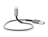 MOS Spring Lightning Cable, Aluminum Heads with Spring Relief, Deep Grey, 1 ft.