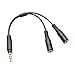 BESSKY 3.5mm Stereo Audio Male to 2 Female Headset Mic Y Splitter Cable Adapter