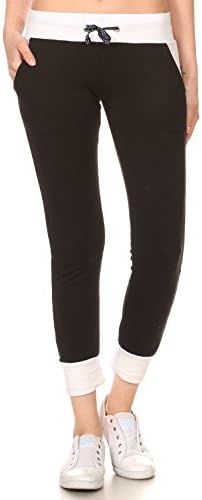 Riva US CP103 Women French Terry Relaxed Lounge Sweat Capri (Black, Large)