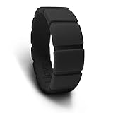AZCOO - Silicone Wedding Ring Band for Men Women 3D Edge Flat Square Shape Engraved Love Design USA