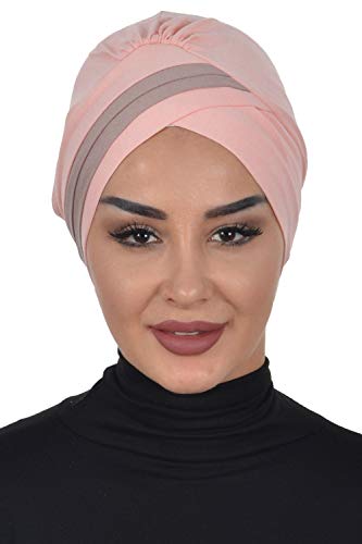 Instant Turban Cotton Scarf Head Wrap Cancer Chemo Headwear Two Color Powder