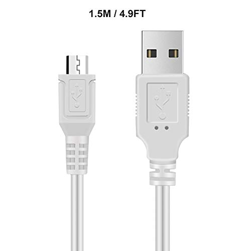 Dericam 5V 1A Micro USB Wall Charger, 5 Volt 1000mA AC to DC Power Adapter for Home Security Camera, 5ft/1.5 Meter Power Cord,US Plug (5V 1A USB Charger-White)