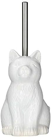 WENKO Cat Toilet Brush Holder, Ceramic, White, 22 x 17 x 14 cm