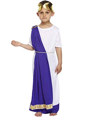 HENBRANDT Children’s Roman Emperor Fancy Dress Costume Caesar Toga Ancient Rome School History Day Size Large Ages 10-12 Halloween Fancy Dress for Boys Roman Outfit for Kids