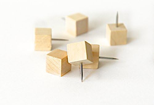 Wood Push Pins ● Cube Style ● Modern Wooden Thumb Tacks (50)