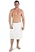 Fishers Finery Mens Premier Terry Wrap, Resort Spa Wrap with Pocket, White, One size fits most
