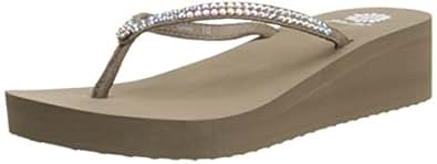 yellow box flip flops wedge