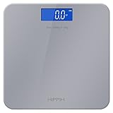Hippih Digital Body Weight Bathroom Scale with 400 lb Weight Capacity Measures Easy-to-Read Back light LCD Glass AAA batteries(Silver) …