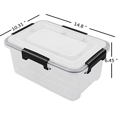 Neadas 10 L Plastic Clear Latching Boxes, Clear Storage Bins with Lids