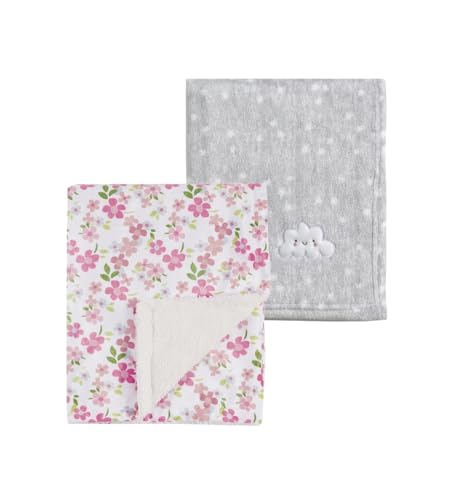 CREVENT Baby Blanket Grey Cloud Minky Wildflower