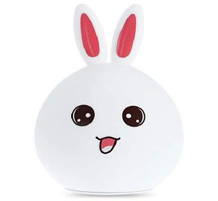 Hanumex Cute Night Light Animal Rabbit Night Lamps Touch Sensor Silicone LED Colorful Lights Children Gift Baby Bed Light (Battery Not Included)