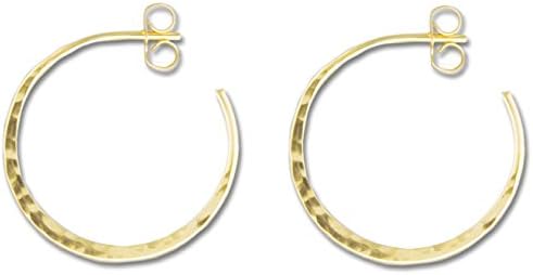 Small Gold Filled Hammered Round Hoop Earrings by Lionne Designs