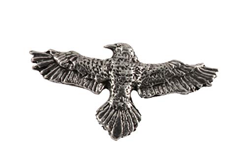 Raven Flying Small Bird Pewter B061 Lapel Pin, Brooch, Jewelry - Thumbnail 2