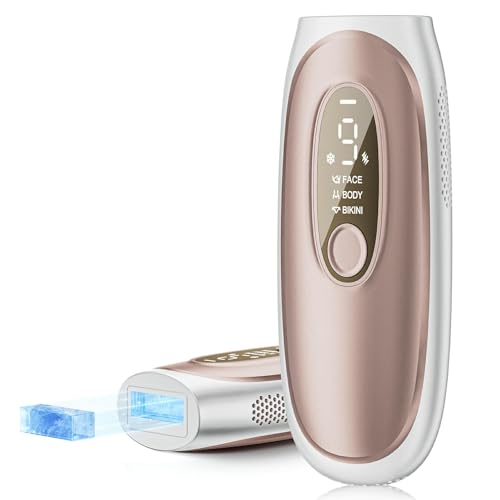 Pulsed Light Epilator with Sapphire Cooling Technology, Unlimited Flash Laser Epilator, Automatic Mode 9 Energy Levels Pulsed Light IPL For, Body, Armpits, Bikini