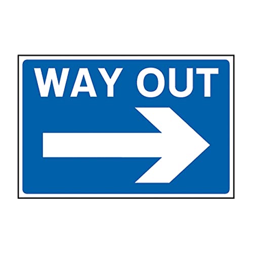 Way Out Sign - Right Arrow - 600mm x 400mm - 3mm Foamed PVC Board - Weatherproof Exit Direction Sign for Roads & Car Parks