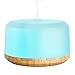 New 450ml Half Wood Grain Aromatherapy Essential Oil Diffuser, ZOOKKI Ultrasonic Diffusers Humidifiers for Essential Oils with 8 Color Changing Lights 4 Timer Setting and Water-less 1 Pack