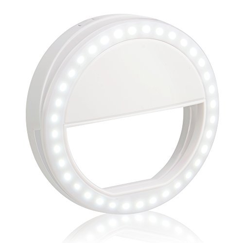 Clip On Selfie Ring Light with 36 LED Beans USB Charging 3 Level Adjustable Brightness for Cellphone, Tablet, Laptop