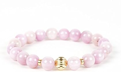 Genuine Kunzite Bracelet, Pink Gemstone Stretch Bracelet
