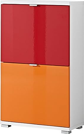 Germania 8794-84 3-tlg. Schuhschrank-Set Colorado in Weiß (Orange/Rot), 53 x 91 x 30 cm (BxHxT)
