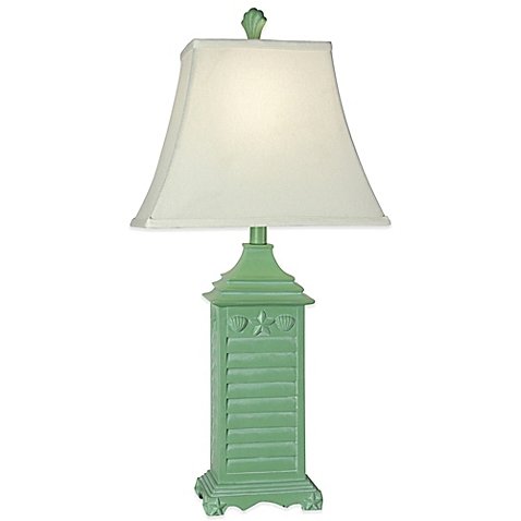 Coastal Shutter Table Lamp in Green with CFL Bulb