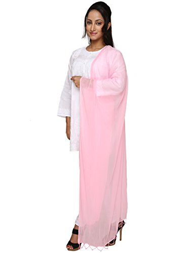 Dupatta Bazaar Indian Casual Baby Pink Beaded Chiffon Dupatta, Scarf Shawl/Chunni