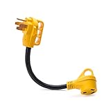 MICTUNING 18 Inch 50A Male to 30A Female Heavy Duty Dogbone Electrical Adapter with Handle, 125V 3750W