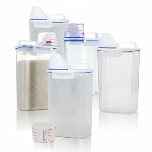 Kit 5 Unids Potes Herméticos 2 Litros Organizador Para Cozinha e Lavanderia