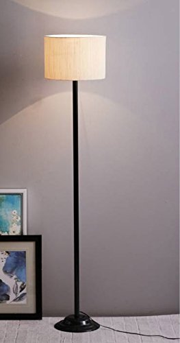 Beverly Studio 12 Inches Drum Khadi Fabric Iron Floor Lamp - Beige