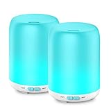 Aptoyu Aromatherapy Essential Oil Diffuser, 120ml Aroma Diffuser Ultrasonic Cool Mist Humidifier with 7 LED lights, Waterless Auto Shut-off for Home Spa Baby Bedroom, 2 Pack