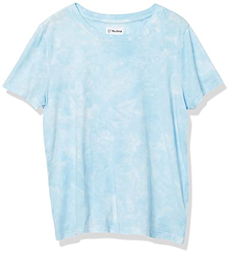 THE DROP WOMEN’S COURTNEY SHORT SLEEVE TINY CREW NECK JERSEY T-SHIRT SHIRT, -SKY BLUE TIE DYE, XXS