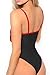 LEISUP Woman's Patchwork V Neck Spaghetti Strap High Cut Thong One Piece Swimsuit Red Black M