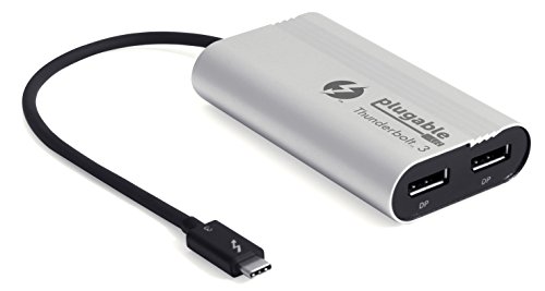 Plugable Thunderbolt 3 Dual DisplayPort Output Display Adapter for Thunderbolt 3 Windows Systems (Windows Only, Not Mac Compatible, Supports Two 4K 60Hz Monitors Or One 5K)