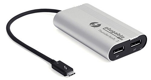 Plugable Thunderbolt 3 to Dual DisplayPort Output Display Adapter for Thunderbolt 3 Apple MacBook Pro Systems (Supports Up to Two 4K 60Hz Monitors Or One 5K)