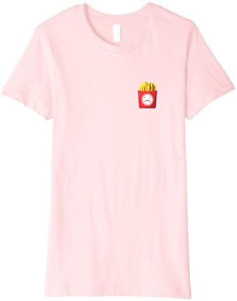 Womens Pastel Aesthetic Mini "Pocket" Print T-Shirt, Sad Fries Medium Pink