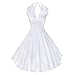 iLover Women's 1950s Vintage Marilyn Monroe Rockabilly large swing Dress,White,Large