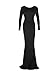 TOB Women's Sexy Long Sleeve Backless Ruched Evening Prom Mermaid Dress Black