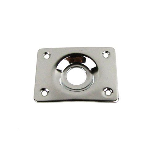 Musiclily Rectangle Guitar Jack Plate for Electric Guitar or Bass,Chrome (2 Pieces)