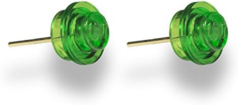Green Translucent LEGO Stud Earrings