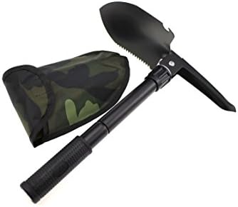 Pertique Multi-function Folding Entrenching Shovel Tools For Outdoor Camping Hiking Survival Emergency Self Defense,Black