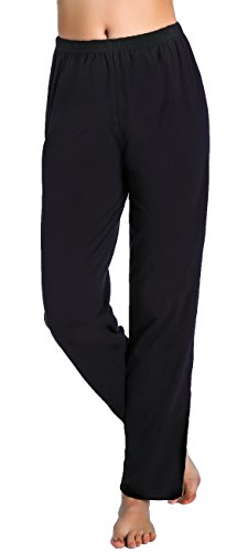 Chamllymers Women's Soft Long Cotton Sleep Pants Black L